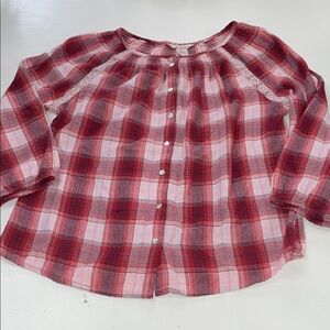 Sundance plaid flannel peasant top size XS